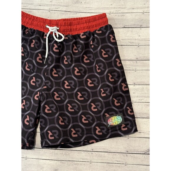 SLUNKS Mens Volleyball Lined Shorts Sz M Red Rock Logo Pattern Beach Gym Workout - Picture 3 of 16